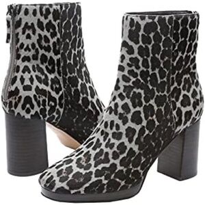 Sanctuary Sz 7.5 Gray Animal Print Platform Leather Booties Memory Foam NWT